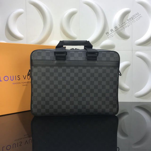 LV包包 LV新款男包 N40278 Utility公事包 LV棋盤格男士手提袋 肩背包  ydh3692